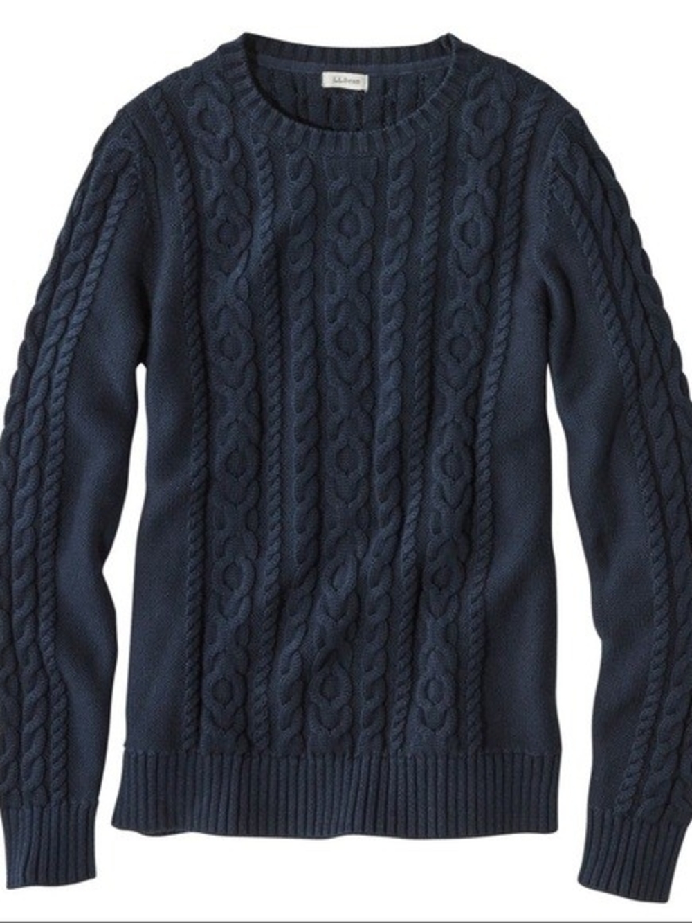 L.L. Bean Women's Double L Cable Sweater, Crewneck Navy Nwot Size XL